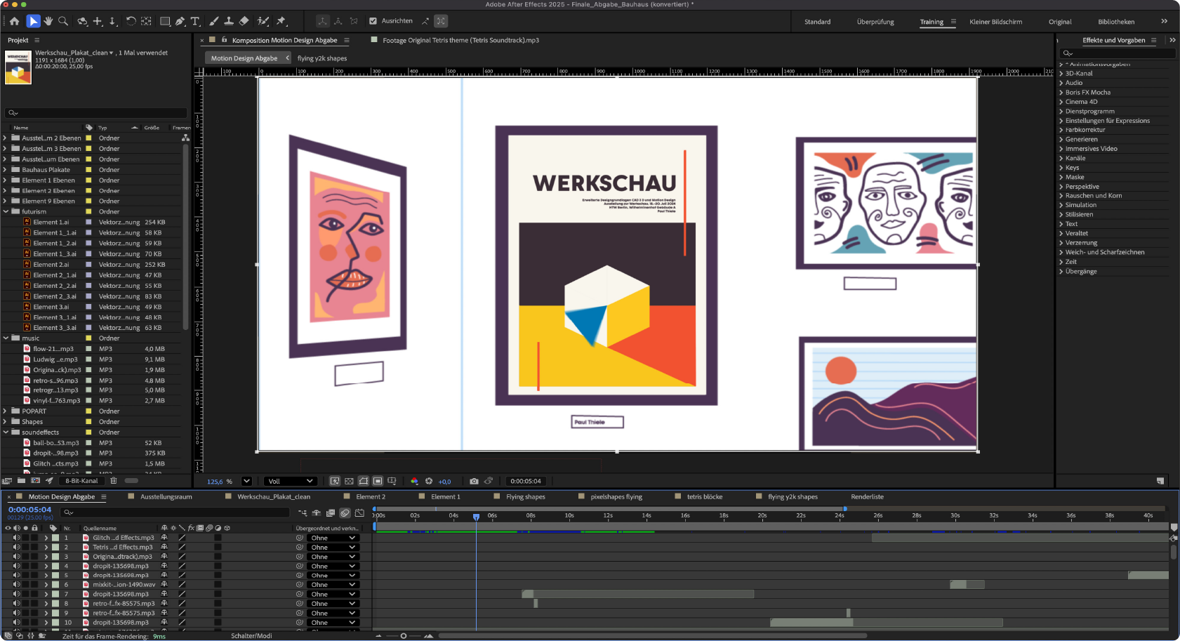 Adobe After Effects Workspace mit Timeline und Komposition